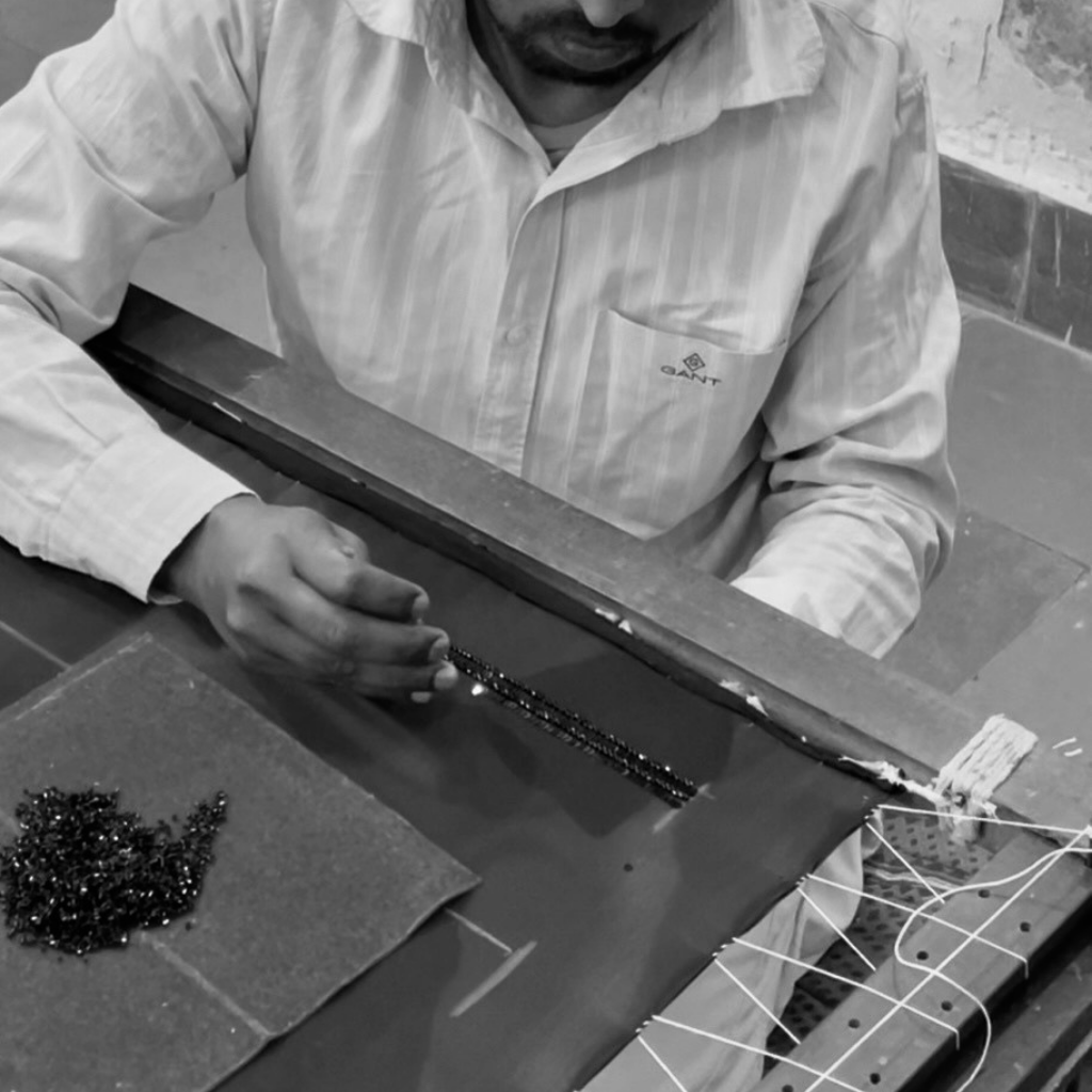 Nakhra Kaarigar doing beed work by hand